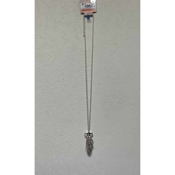 Decree Owl Pendant Necklace Silver Tone 30" Chain - Picture 5 of 5